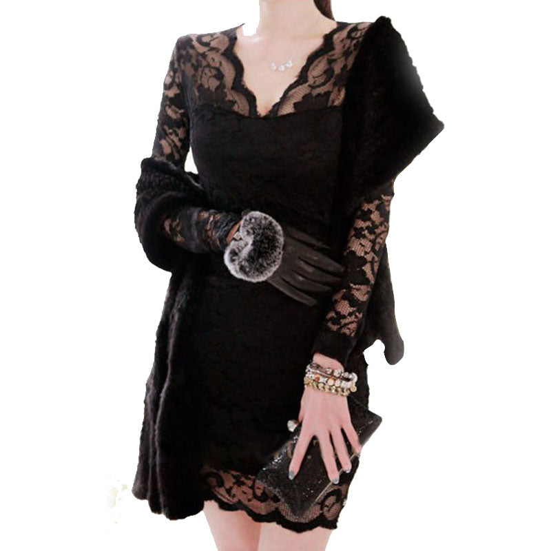 Lace Under Dress, Autumn Long Sleeve Dress for Women