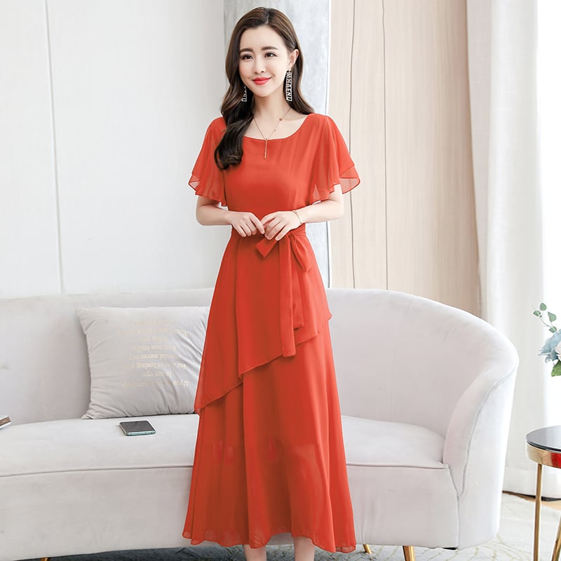 Short Sleeve Chiffon Dress for Women