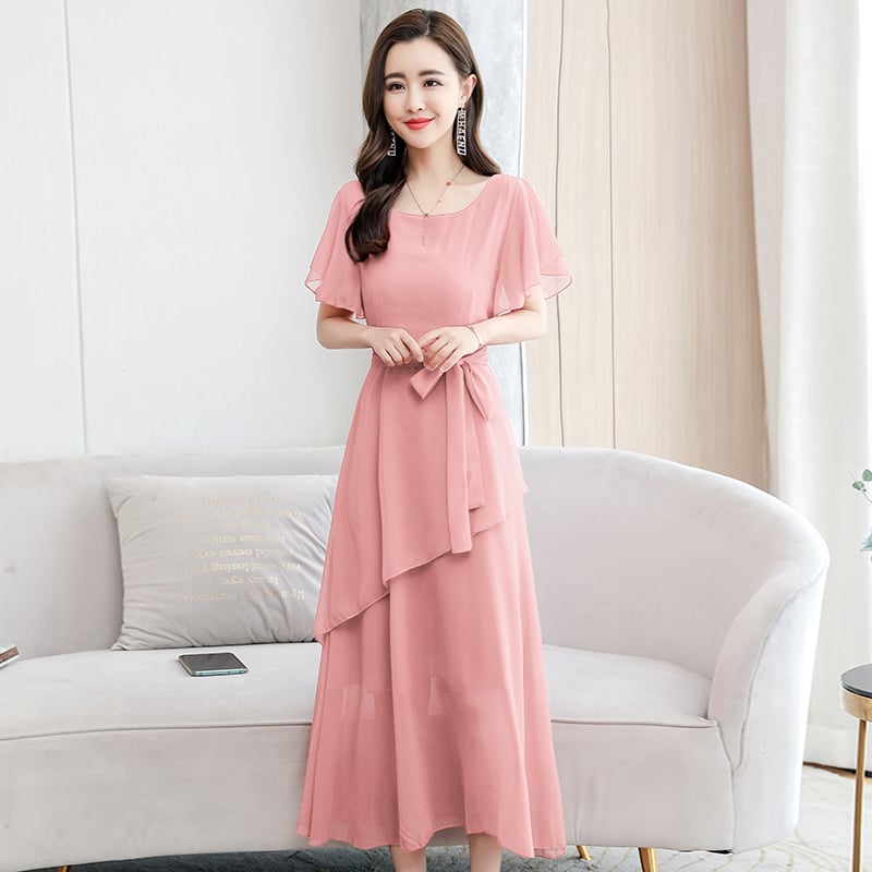 Short Sleeve Chiffon Dress for Women
