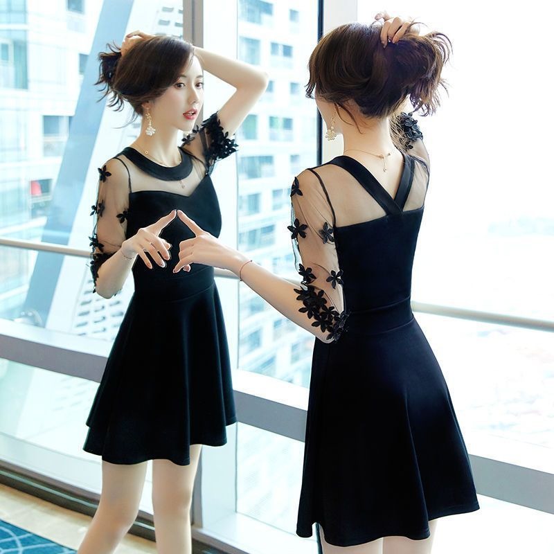 Plus Size Summer Dress for Women - Black Hollow Midi Dress