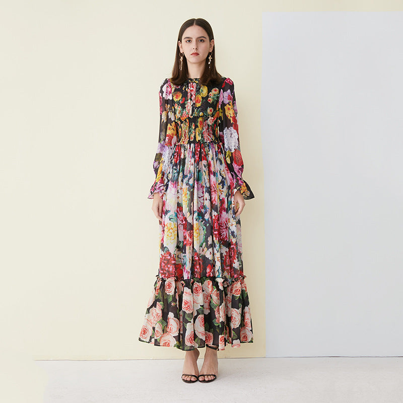 Floral Long Dress for Women - Princess Style Dress