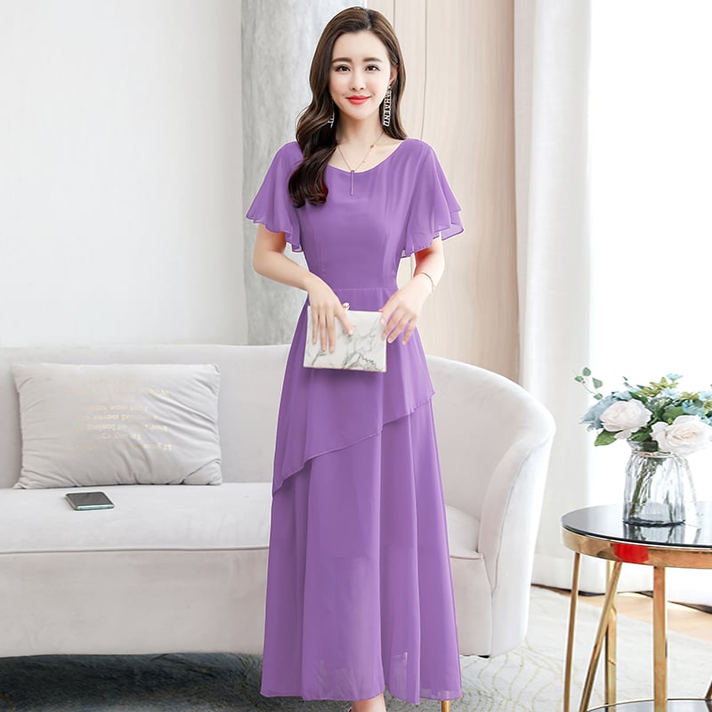 Short Sleeve Chiffon Dress for Women