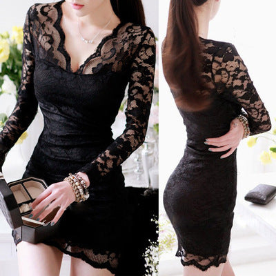 Lace Under Dress, Autumn Long Sleeve Dress for Women
