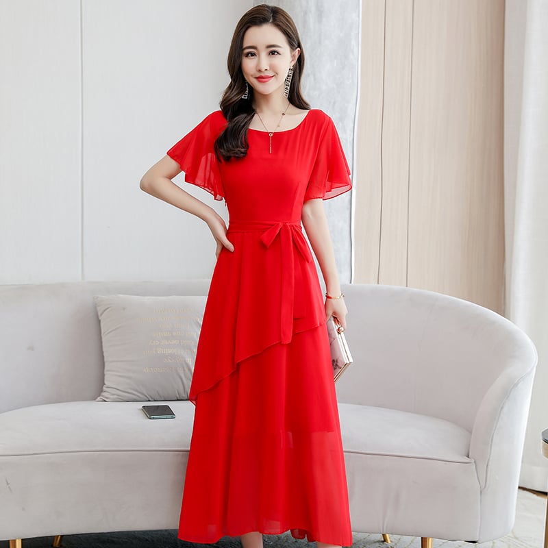 Short Sleeve Chiffon Dress for Women