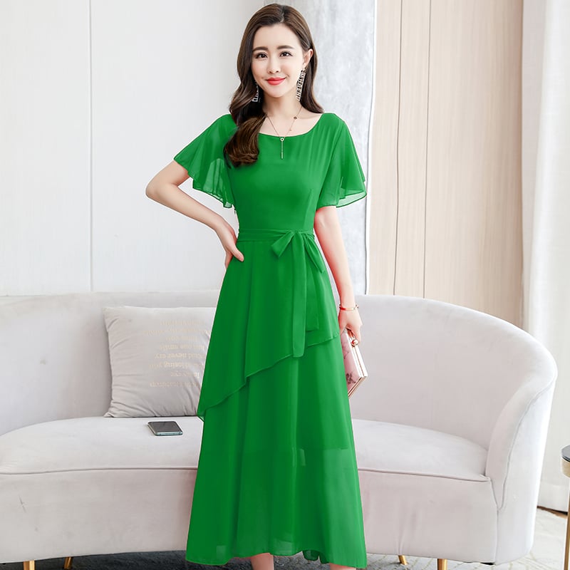 Short Sleeve Chiffon Dress for Women